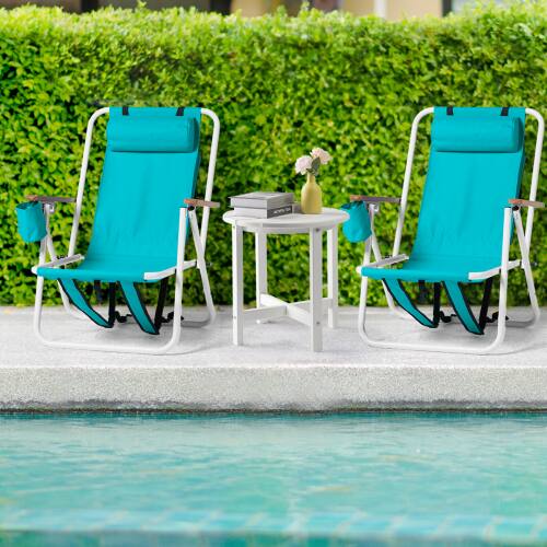 Alt View 9. Winado - 2PCS 31in Portable Folding Beach Chairs with Headrest Adjustable 4-Position Backpack Foldable, Pillow for Outdoor Beach - Mint Green.