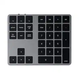 Satechi - Bluetooth Extended Numeric Keypad - Slim Rechargeable 34-Key Numberpad for MacBook, iPad, iMac - Space Gray