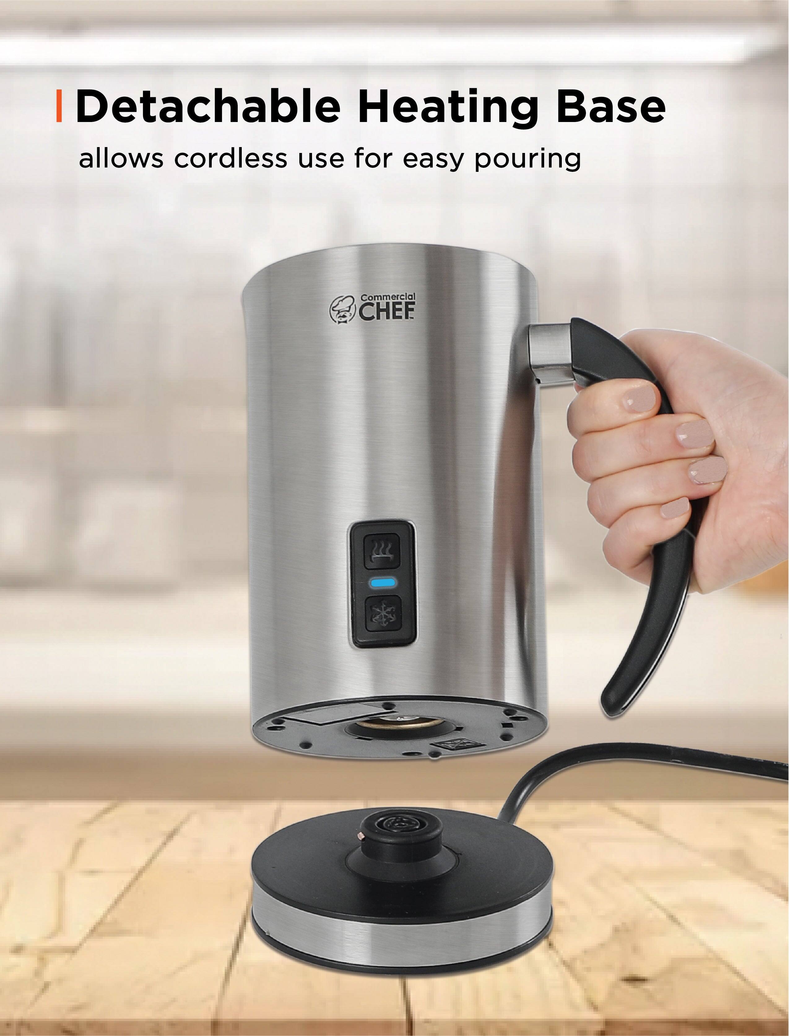 The text on the image can be grouped and corrected as follows:

"I Detachable Heating Base allows cordless use for easy pouring."

This text highlights the feature of the product, which is a detachable heating base that enables cordless use, making it convenient for pouring.