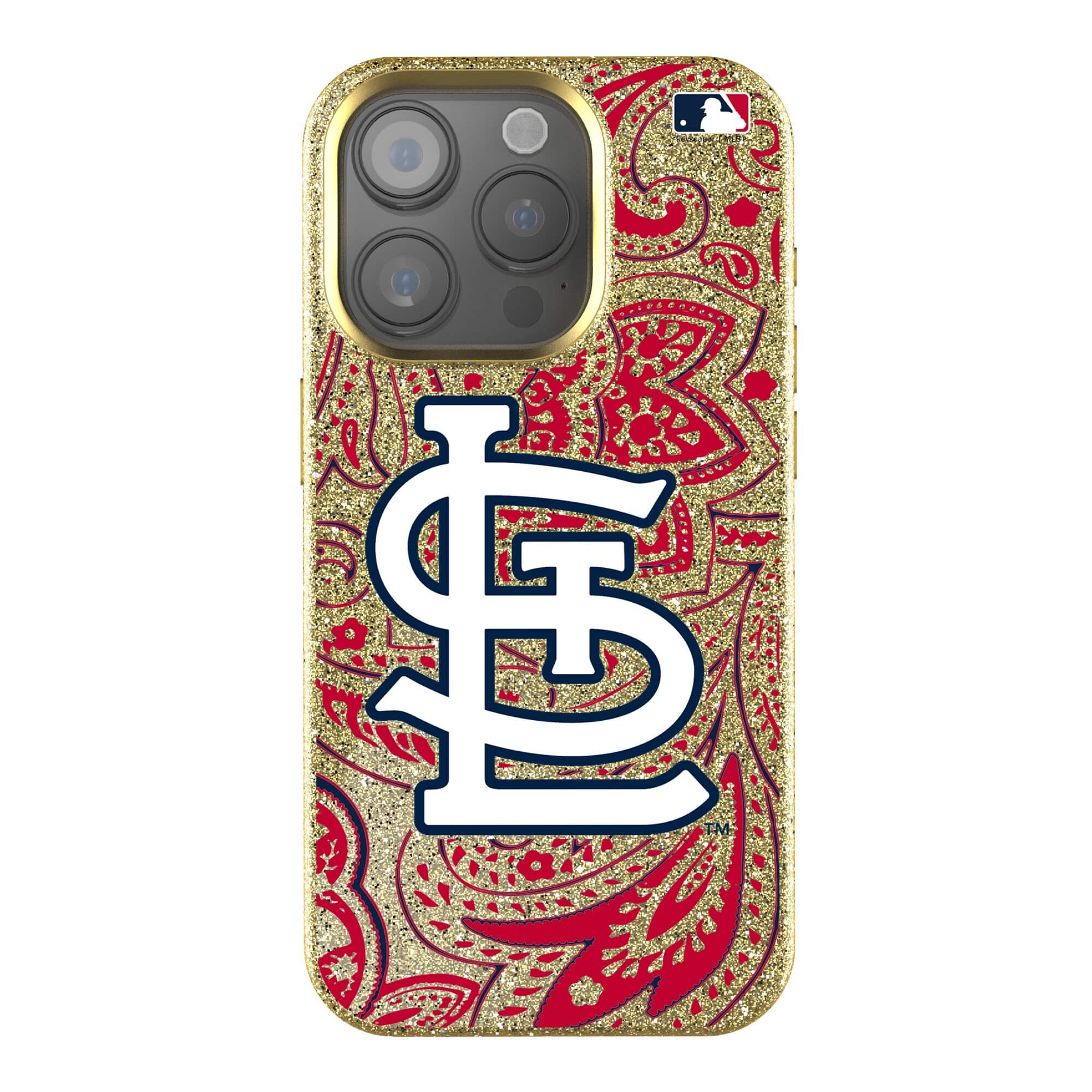Front. Keyscaper - Paisley Bling iPhone Case - 14 Pro Max - Gold.