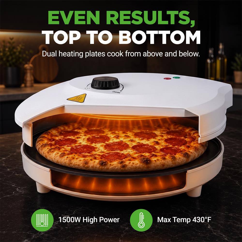 EVEN RESULTS, TOP TO BOTTOM  
Dual heating plates cook from above and below.  

DARK  
1500W High Power  
Max Temp 430°F