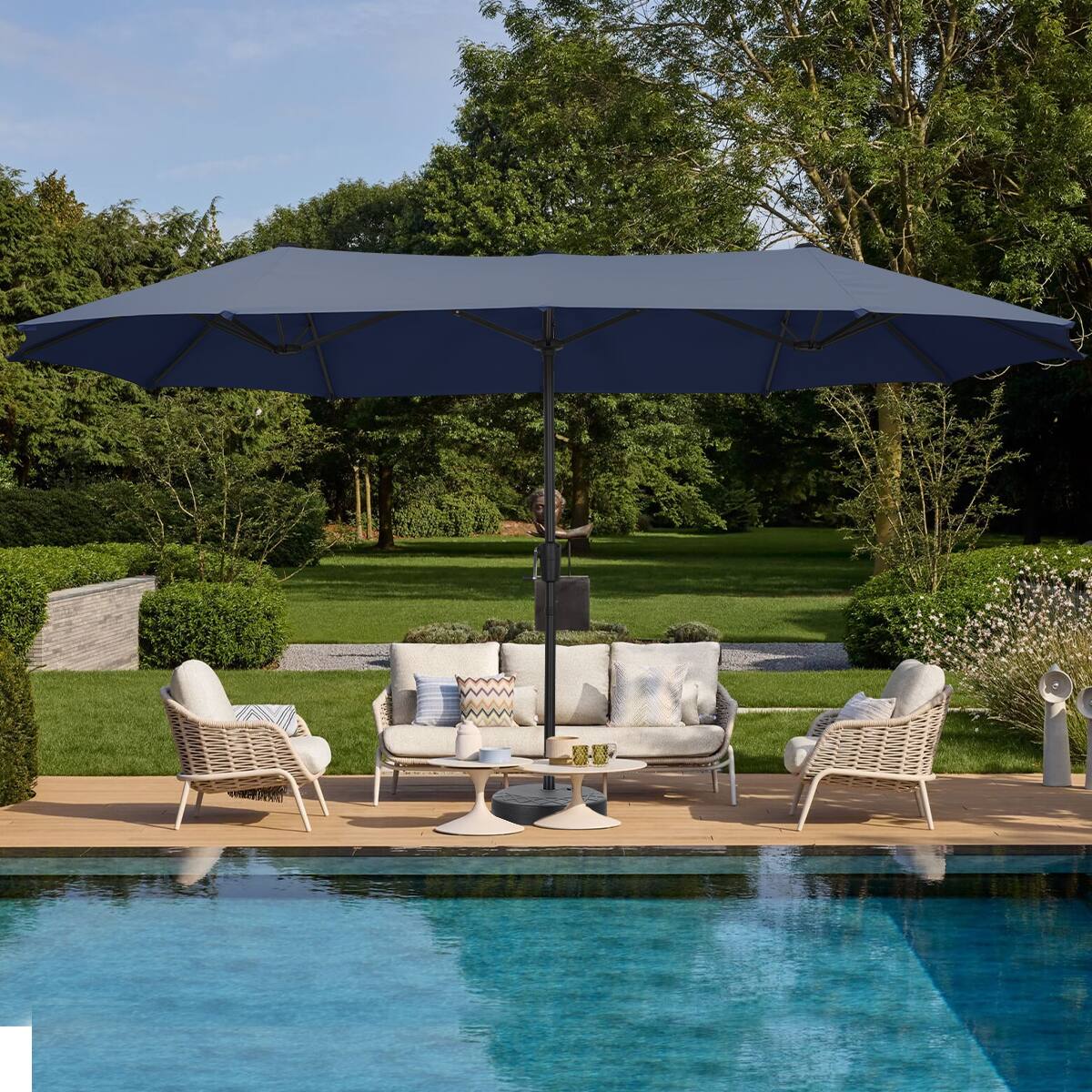 Angle. Ainfox - Ainfox 13ft Large Patio Umbrella Outdoor Market Umbrella UV ProtectionSturdy Framew/Easy Crank for Yard,Poolside,Deck - Navy Blue.
