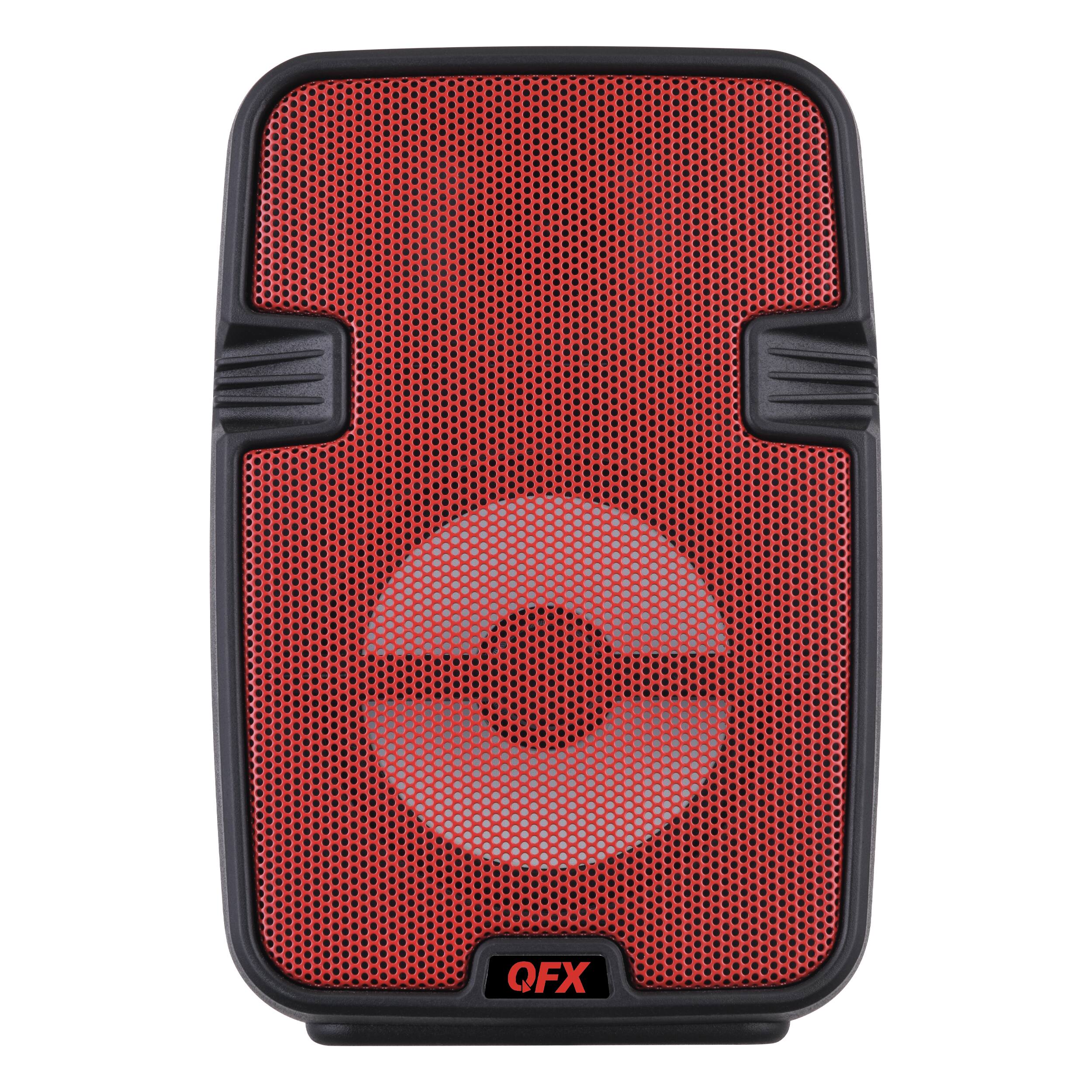 Front. QFX - Portable Bluetooth Rechargeable Speaker - Red.