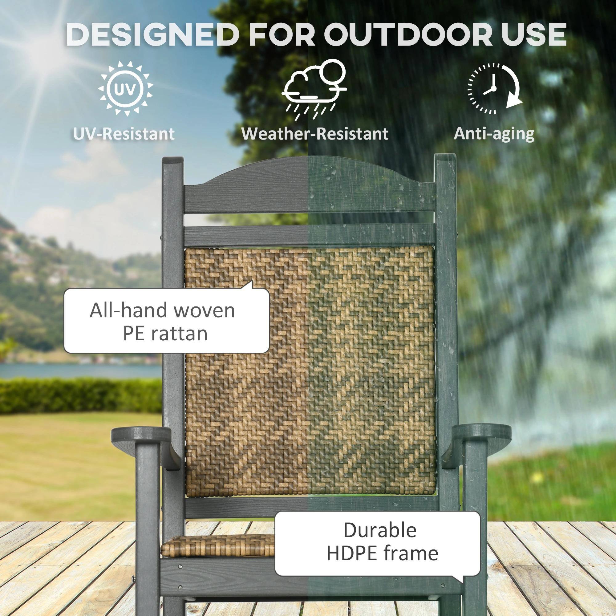 DESIGNED FOR OUTDOOR USE

- UV-Resistant
- Weather-Resistant
- Anti-aging

All-hand woven PE rattan

Durable HDPE frame