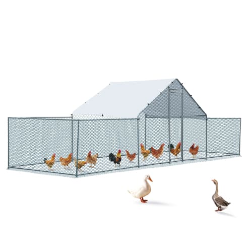 Winado - 22 x 6.5FT Metal Walk In Chicken Coop Run Cage Rabbit Hutch, Hen House Enclosure for Garden