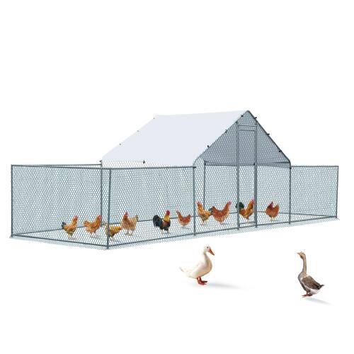 Front. Winado - 22 x 6.5FT Metal Walk In Chicken Coop Run Cage Rabbit Hutch, Hen House Enclosure for Garden.