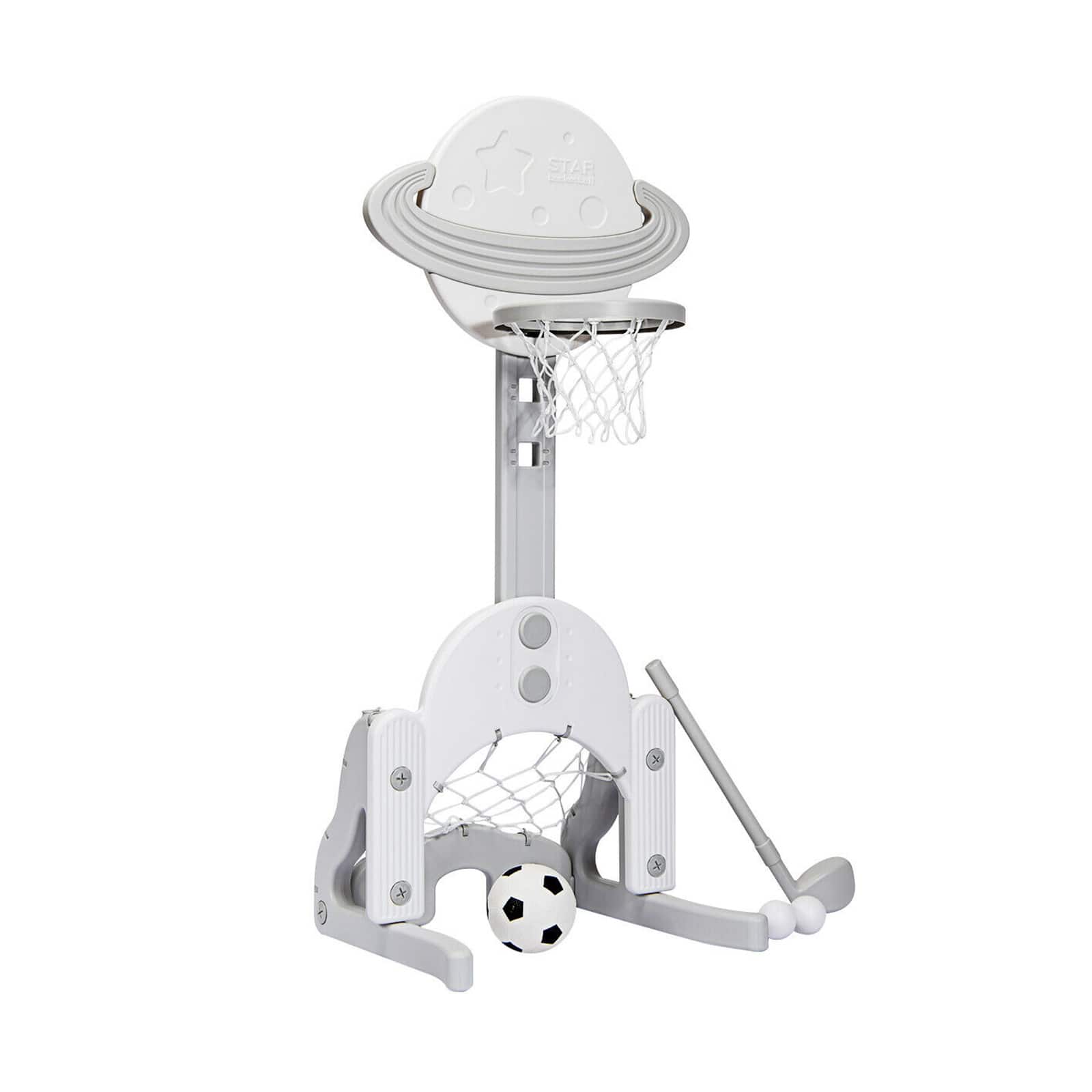 Ecooso - 3-in-1 Kids Basketball Hoop Set with Balls - White/Blue