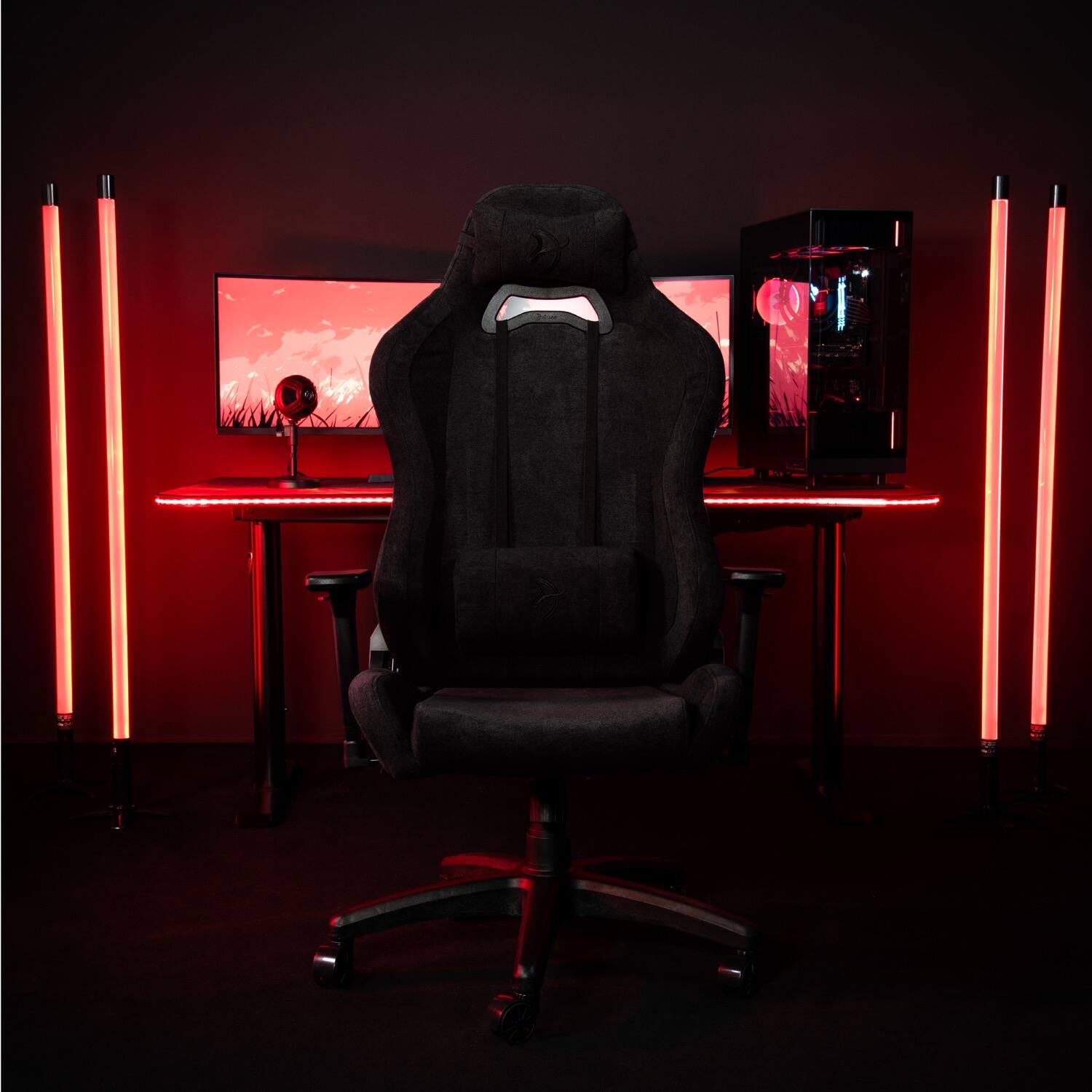 Angle. Arozzi - Torretta Soft Fabric Gaming Chair - Pure Black.