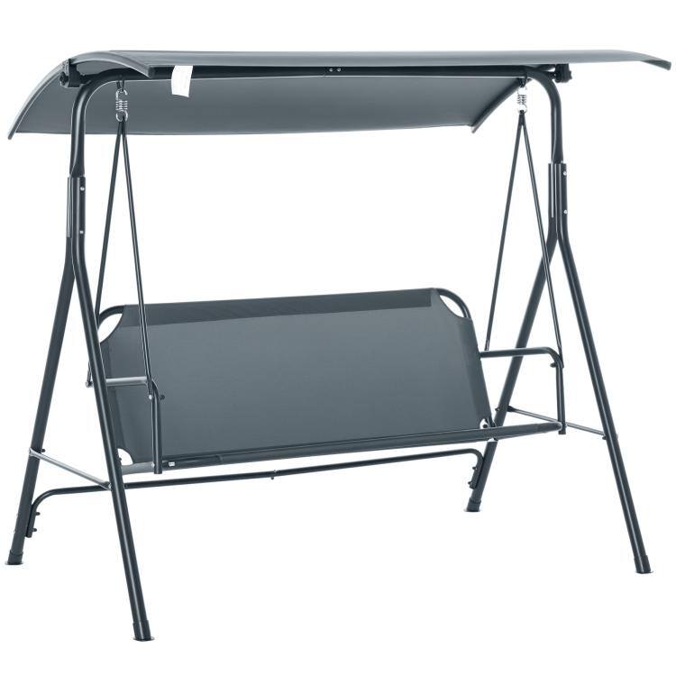 Front. PULUZ - 3-Person Porch Swing with Stand, Outdoor Swing for Patio Porch with Adjustable Tilt Canopy and Comfortable Swing Bench - Gray.