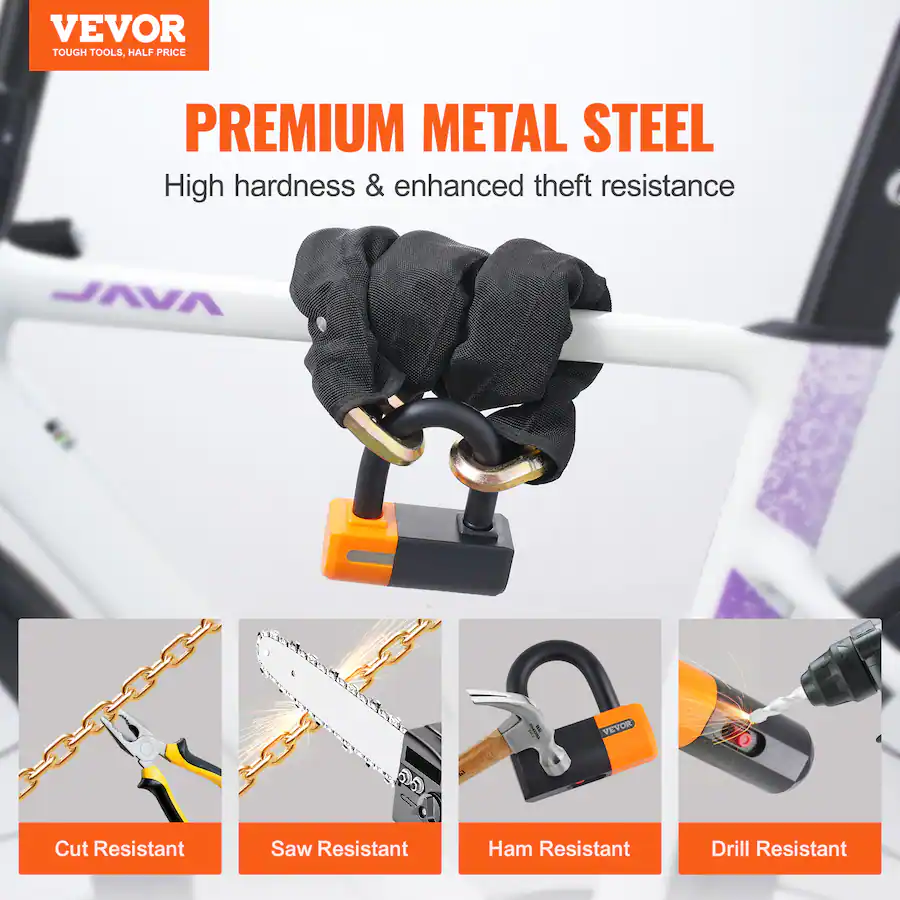 VEVOR Bike Chain Lock, Ft Bicycle Chain Lock with Keys