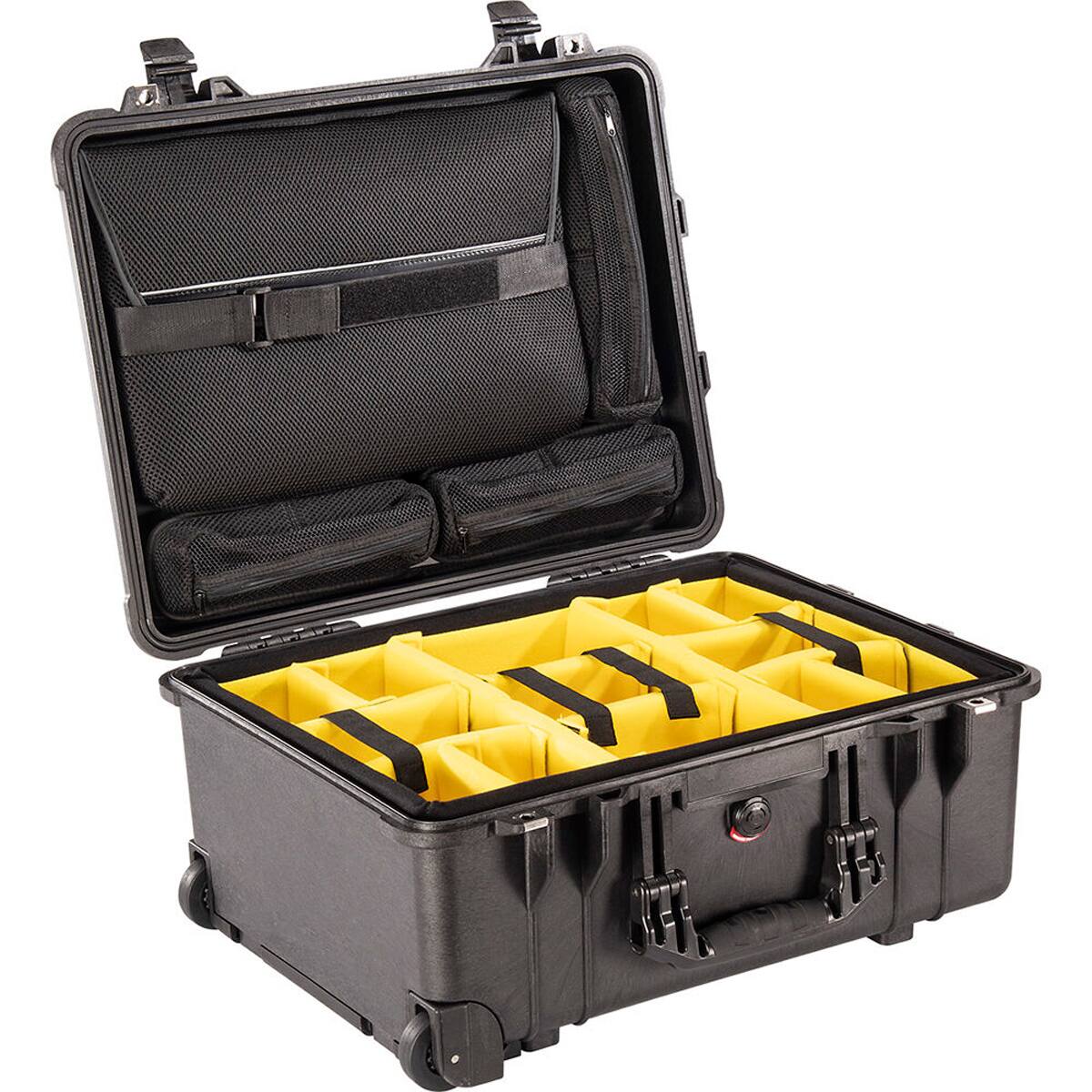 Alt View 4. Pelican - Pelican 1560SC Protector Watertight Wheeled Studio Case with Yellow Dividers, Bundle with PC1569 Lid Organizer, Black.
