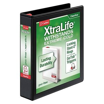 Cardinal - XtraLife ClearVue Heavy Duty 1 1/2" 3-Ring View Binders, D-Ring - Black