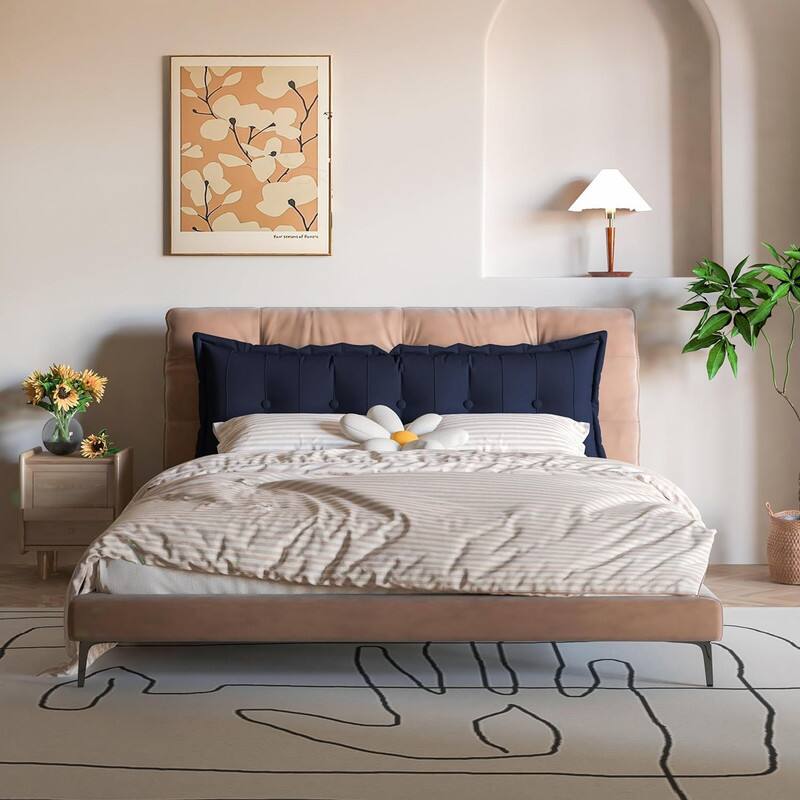 Left. wowmax - King Headboard Pillow Navy - Extra Long Pillow for Daybed & Sofa - Dark Blue.