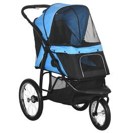 Pawhut - 3 Wheels Pet Stroller for Small & Medium Dogs, Foldable Cat Jogger with Adjustable Canopy, Safety Tether, Cushion
