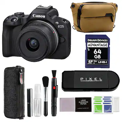 Canon EOS 14t Baue LA-GE O To WIsS ee DELKIN DEVICES ADVANTAGE 64 GB SP V30 XC I UHS-I PIXEL CONNECTION LENS CLEANING PAPER Ceaos DP Wipe WET Cleanine Wipe