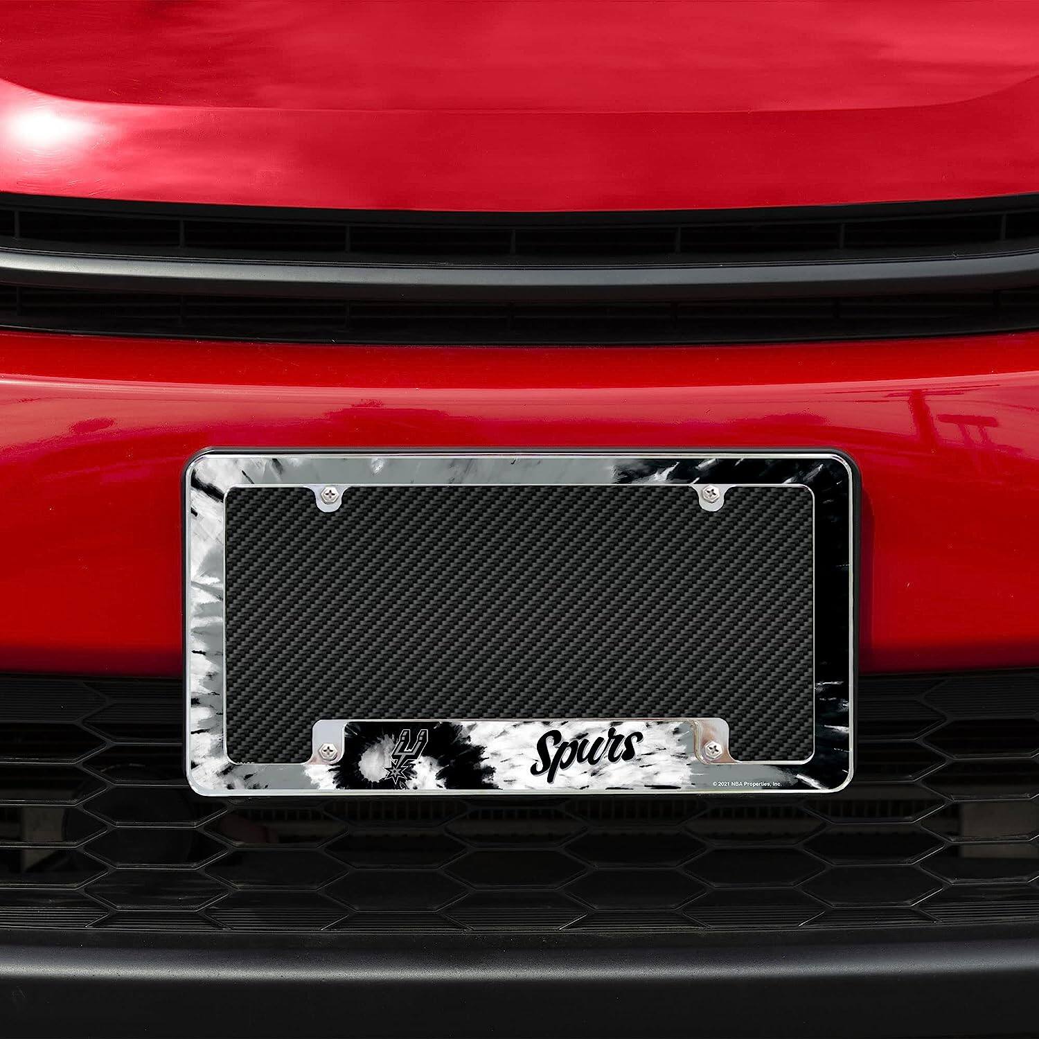 Alt View 1. Rico Industries - San Antonio Basketball Spurs Chrome Metal License Plate Frame - Tie Dye Design - Multi.