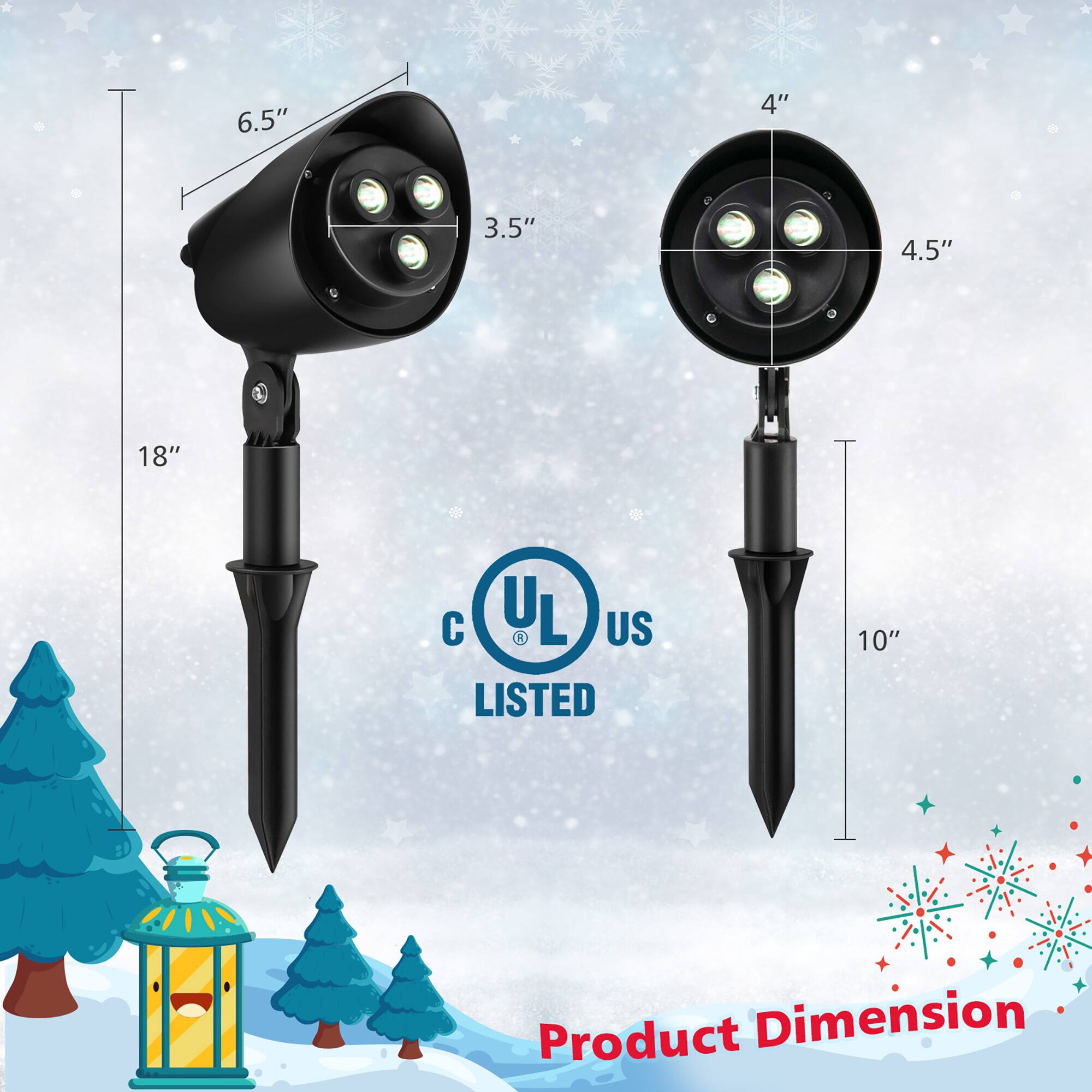 Product Dimension

- 6.5" (Height)
- 3.5" (Width)
- 18" (Total Length)

- 4" (Height)
- 4.5" (Width)
- 10" (Total Length)

UL Listed