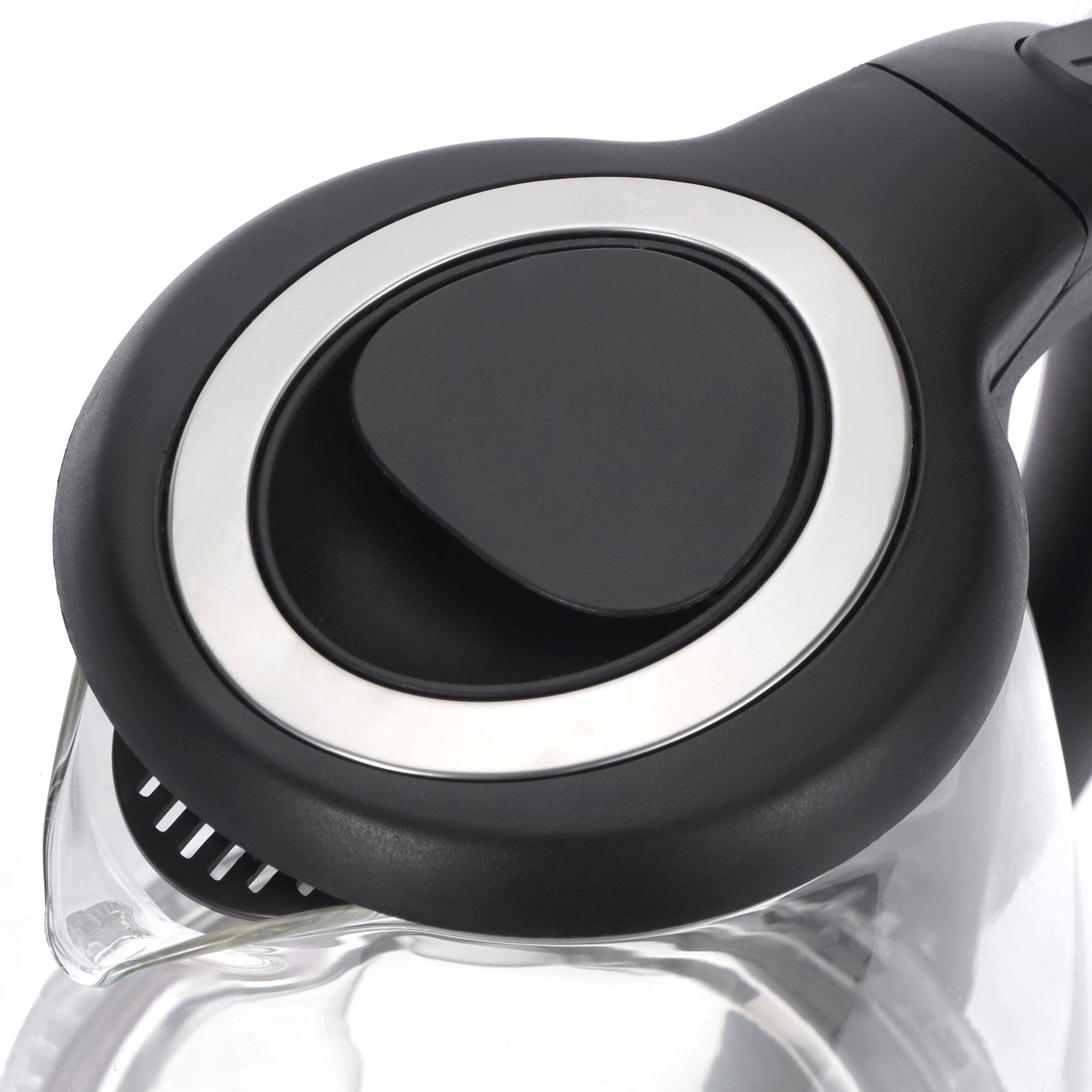 Back. Uber Appliance - Uber Appliance 1.8L Glass and Stainless Steel Electric Tea Kettle - Fast Boiling Water Heater - Black with Stainless Steel Accent.