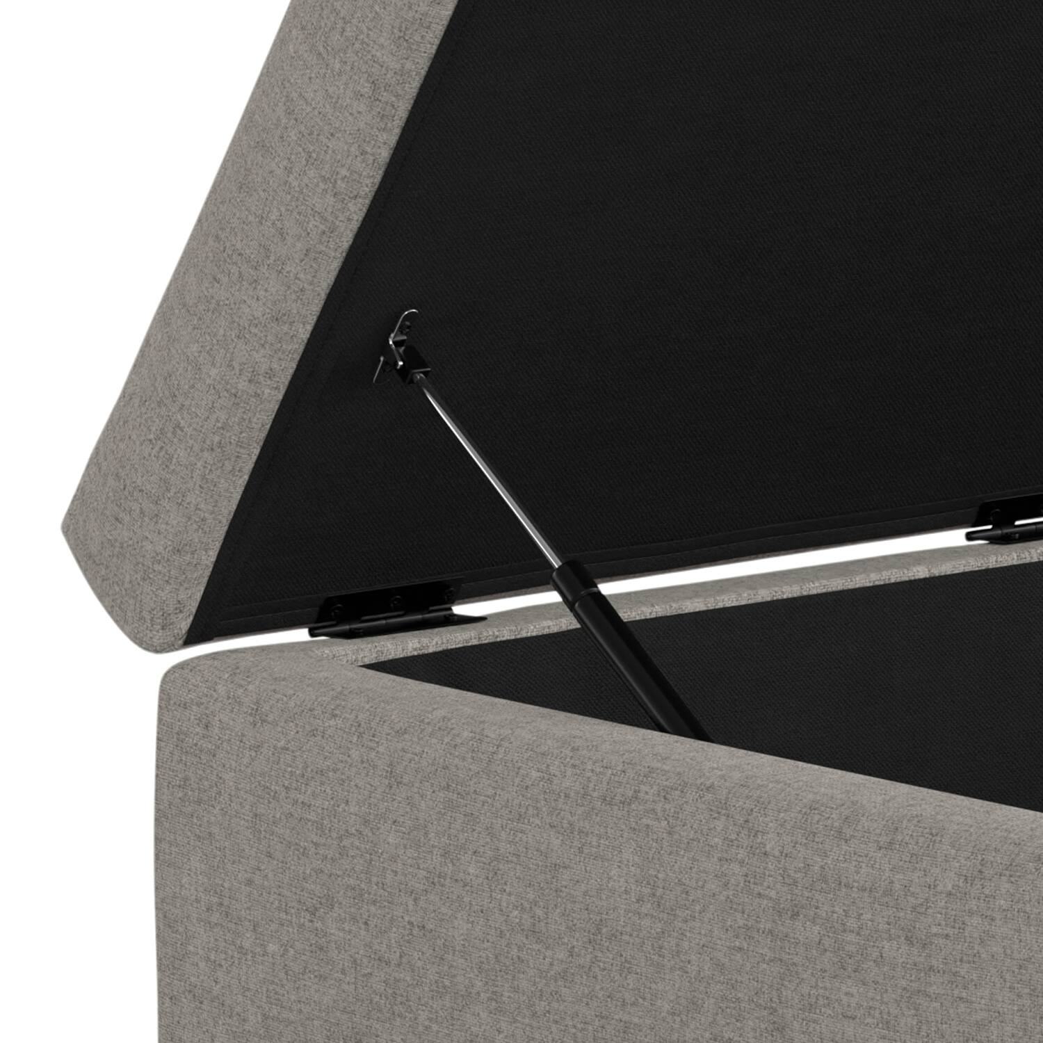 Alt View 7. Simpli Home - Rebecca 36 inch Contemporary Coffee Table Storage Ottoman with Lift Up Lid in Cloud Grey Polyester Linen, Assembled - Cloud Grey.