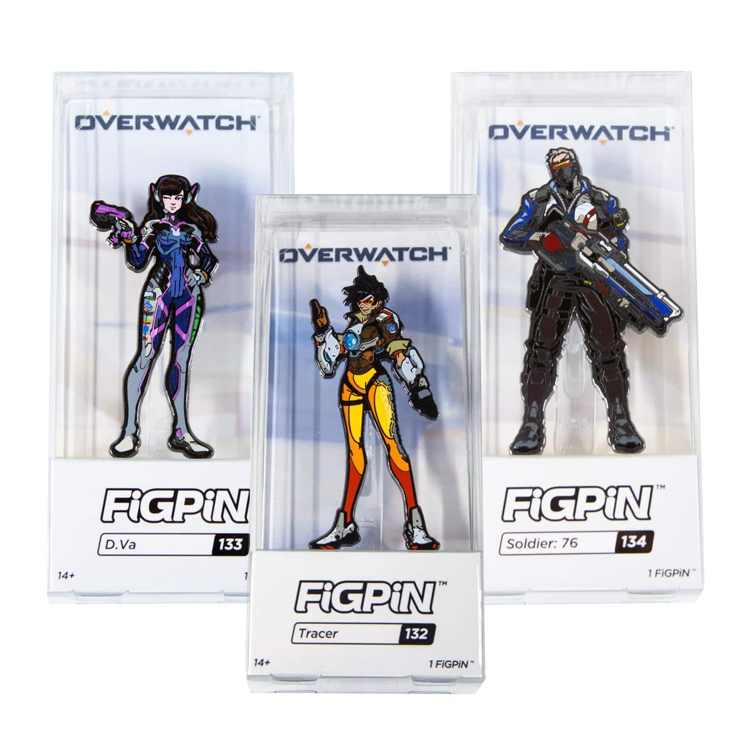 Overwatch - Official Hero Pin Set | D. Va, Tracer, & Soldier 76 Pins | Set of 3 - Assorted