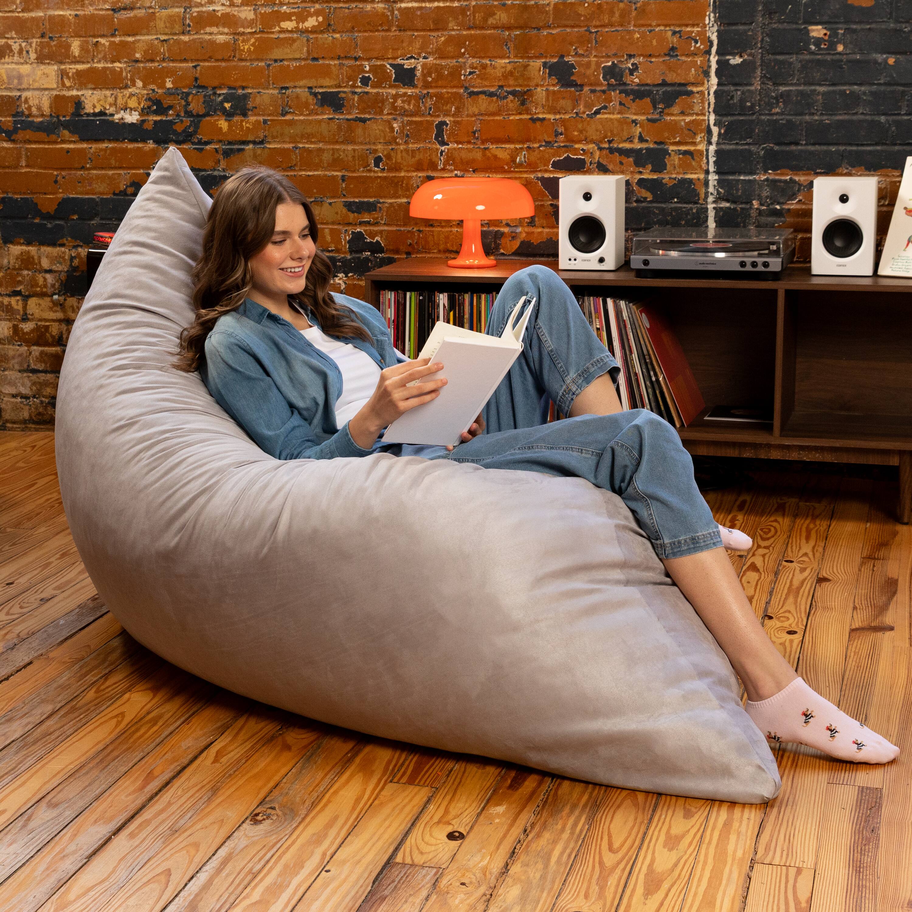 Alt View 4. Jaxx - Jaxx Pillow Saxx 5.5-Foot - Huge Bean Bag Floor Pillow and Lounger, Platinum - Platinum.