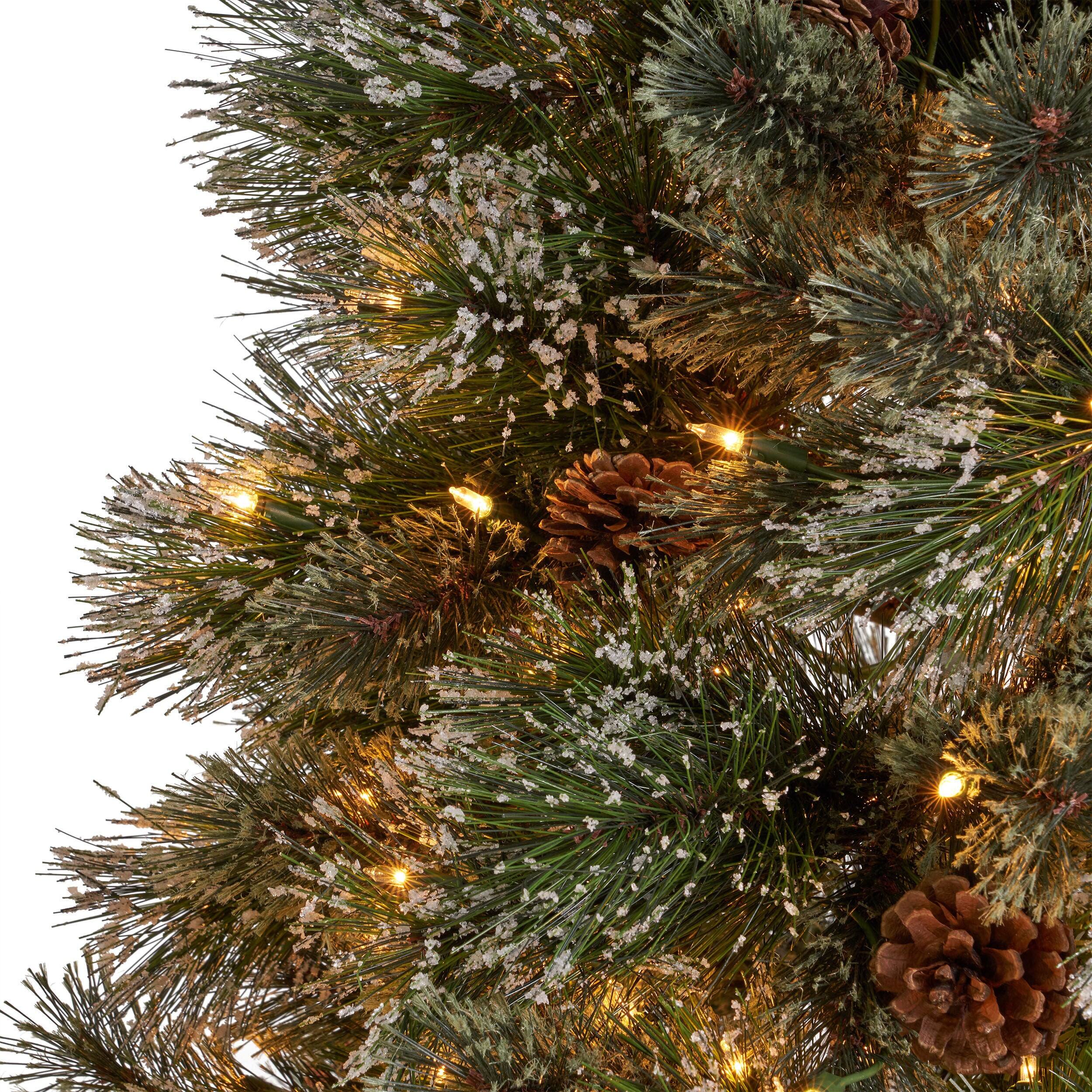 Alt View 4. Hivvago - 9ft Cashmere and Snow Bristle Mixed Christmas Tree with Pine Cones and Clear Lights - Green.