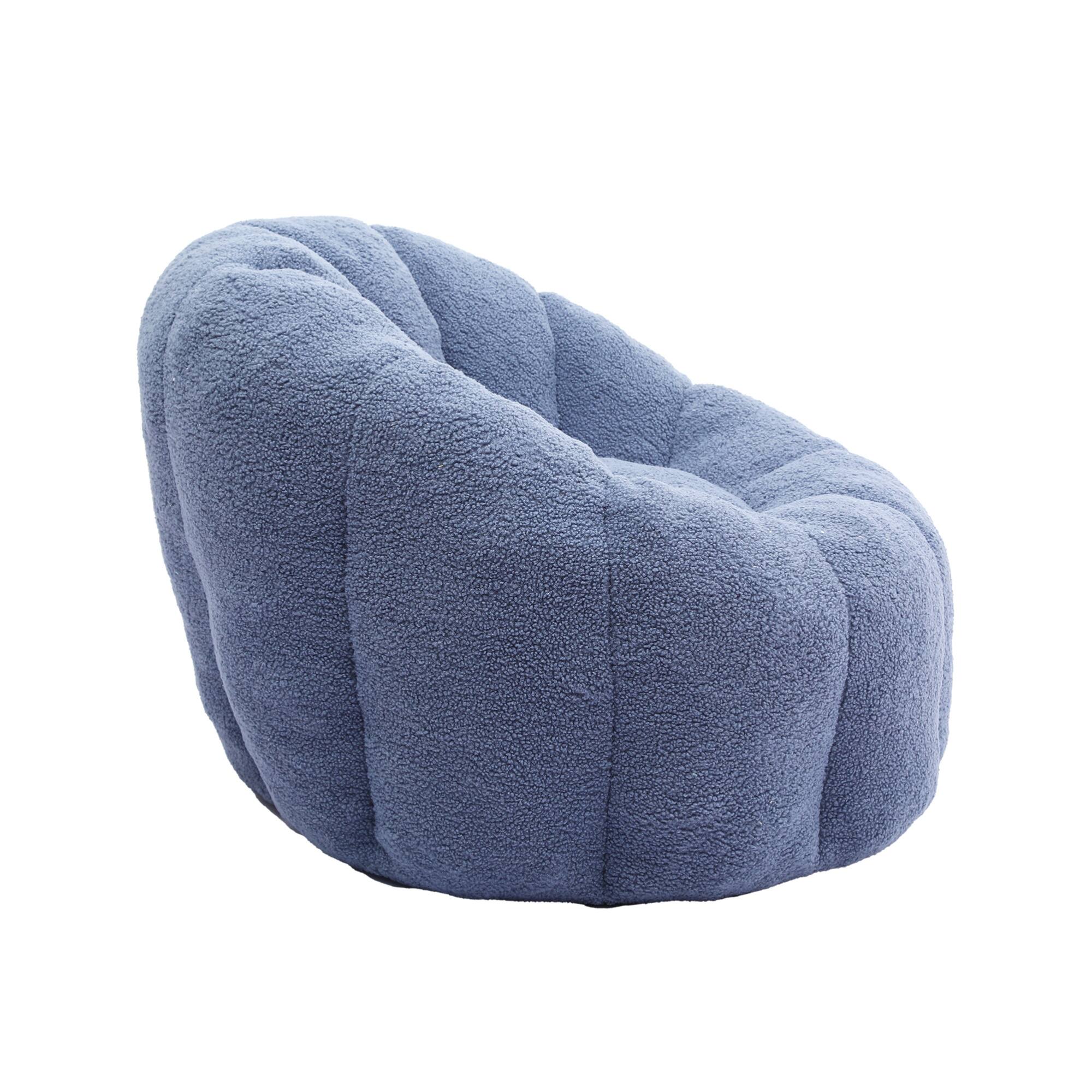 Alt View 5. GOODSILO - Plush Faux Fur Bean Bag Chair with Armrests and Ergonomic Backrest for Ultimate Relaxation in Living Spaces - Light Blue.