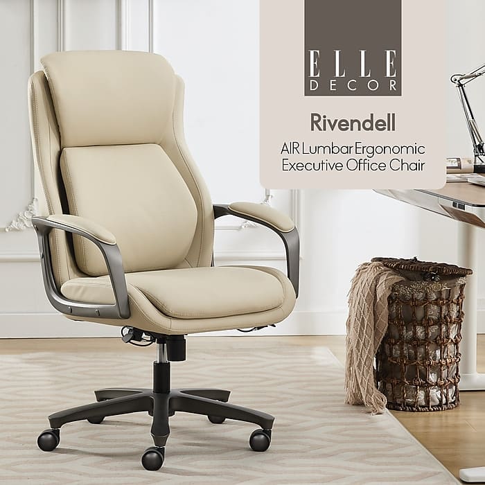 Elle Decor Rivendell AIR Lumbar Ergonomic Vegan Leather Swivel