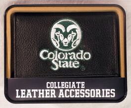 Rico Industries - Colorado State University Rams Embroidered Black Leather Trifold Wallet - Multi