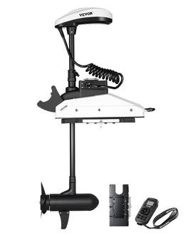 VEVOR - Electric Trolling Motor, 55lbs Thrust with GPS, 10-Speed Bow Mounted Saltwater Outboard Boat Motor - White,Black