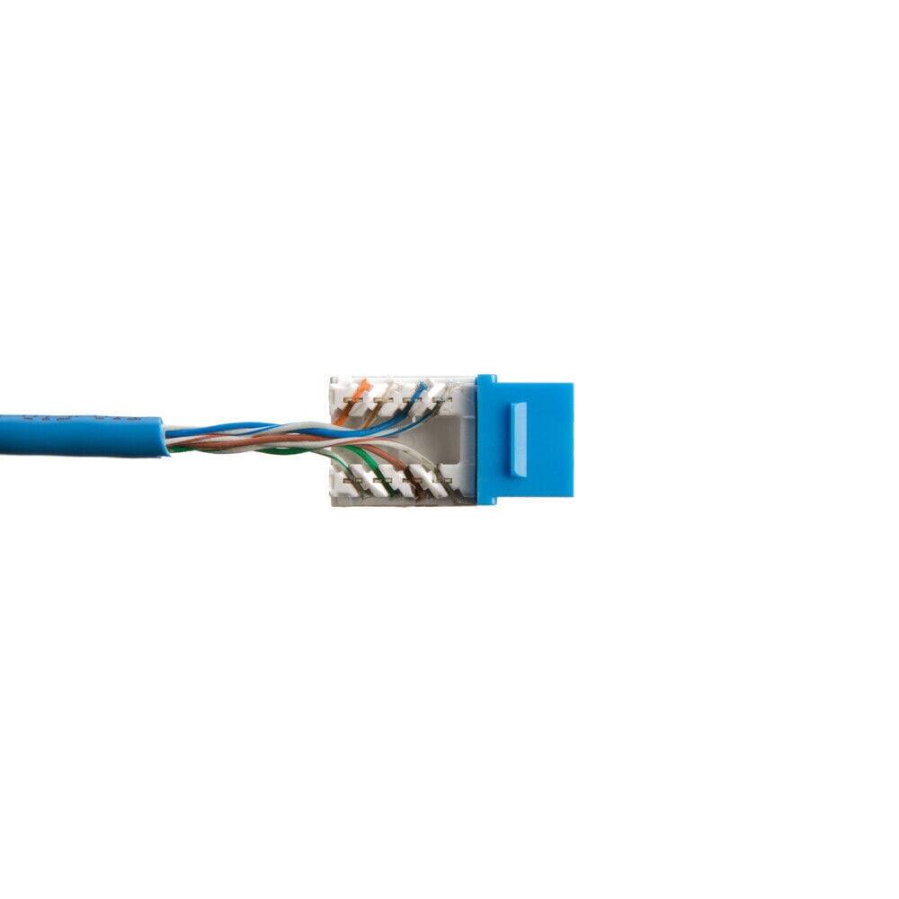 Alt View 1. Cables Direct Online - Cat5e 45° Angled RJ45 Keystone Jack, 8P8C 110 Punch-Down, Gold-Plated Contacts, 1Gbps, ANSI/TIA Compliant - Blue.