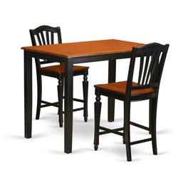 East West Furniture - 3 Pcpub Table set-pub Table and 2 bar stools - Black & Cherry