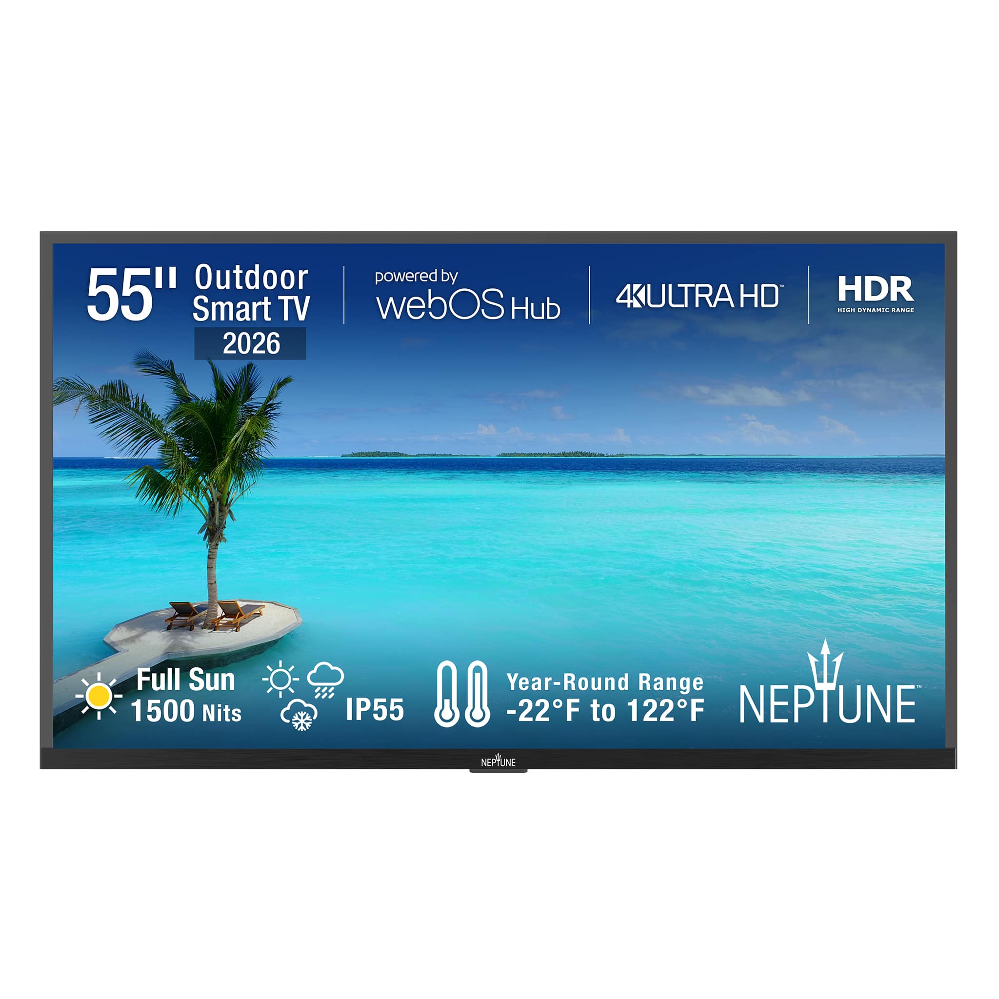 55" Neptune Full Sun Outdoor Smart TV - Comes with FREE Outdoor Tilting Wall Mount (2026)