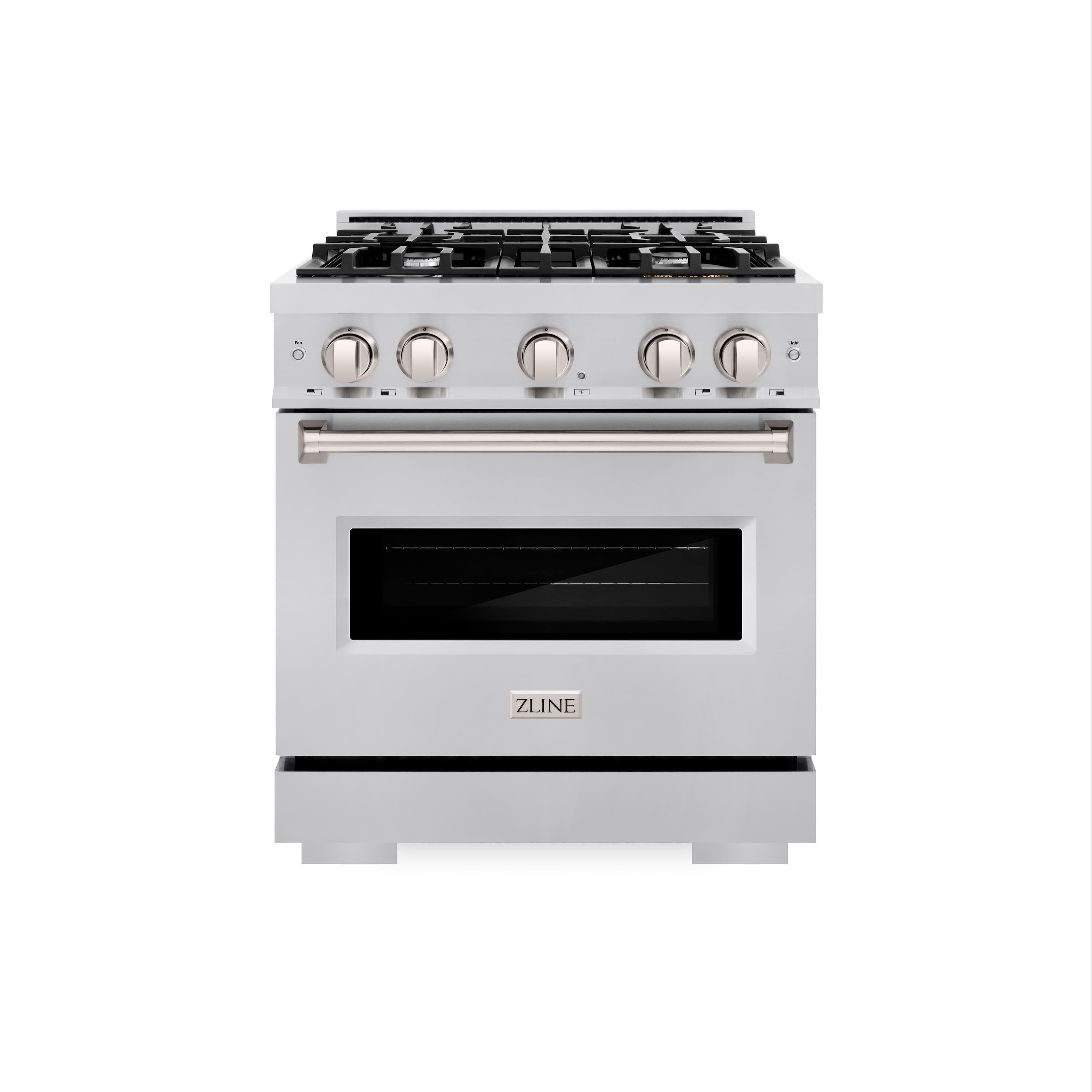 Front. ZLINE - 30” Classic Dual Fuel Stainless Steel Range w/ 4 Burner Cooktop & Convection Oven (CDR30) - Stainless Steel.