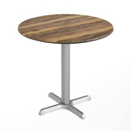 Emma + Oliver - PureShield Indoor Outdoor Tabletop with Seam-Free Surface Innovation and Cast Iron Bistro Table Base - Natural/Silver Base