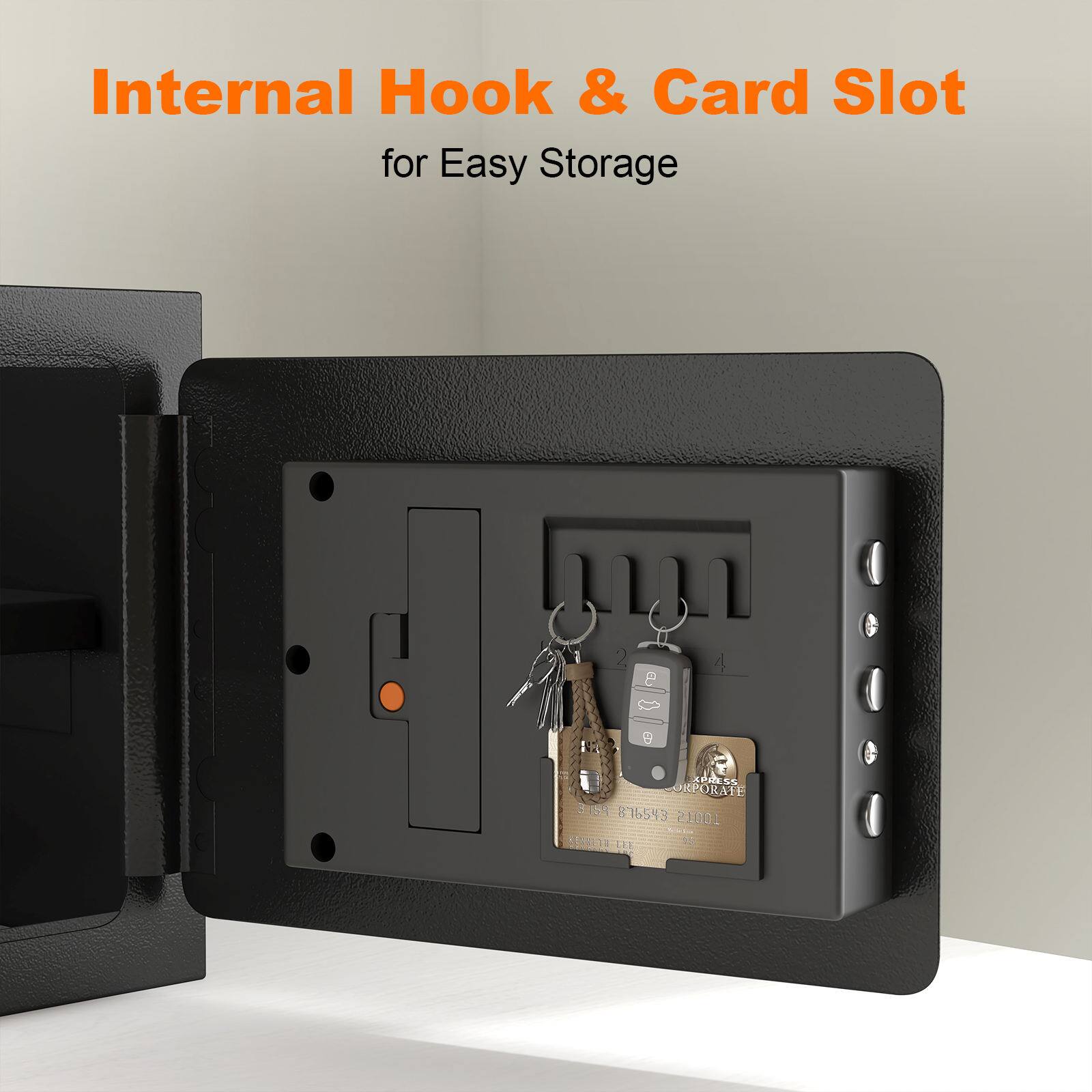 Internal Hook & Card Slot for Easy Storage