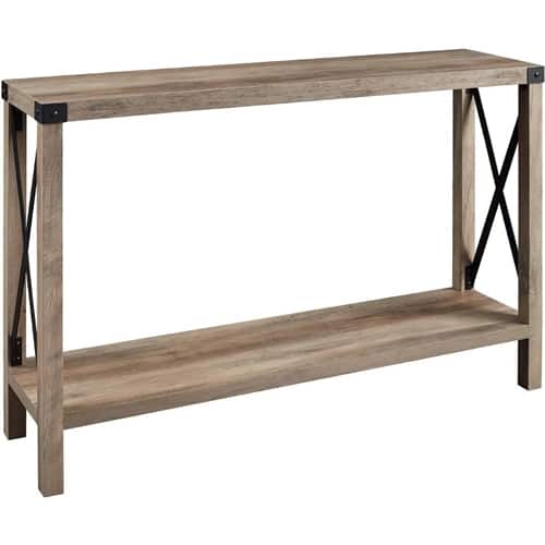 SlickBlue - Industrial Farmhouse Entryway Table / Console Table Wood Finish - Taupe Grey
