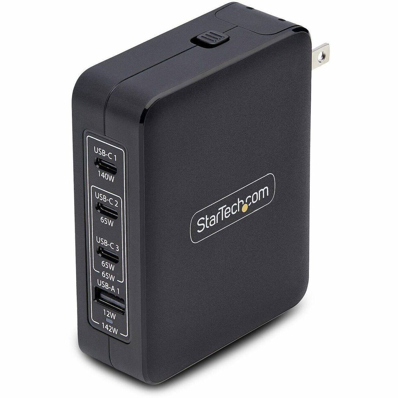 USB-C1 1 140W  
USB-C2 2 65W  
USB-C3 3 65W  
USB-A 1 12W 142W  

StarTech.com