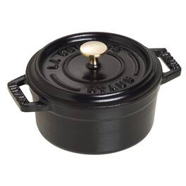 Staub - Cast Iron Mini Round Cocotte, Dutch Oven, 0.25-quart, serves 1, Made in France - Matte Black