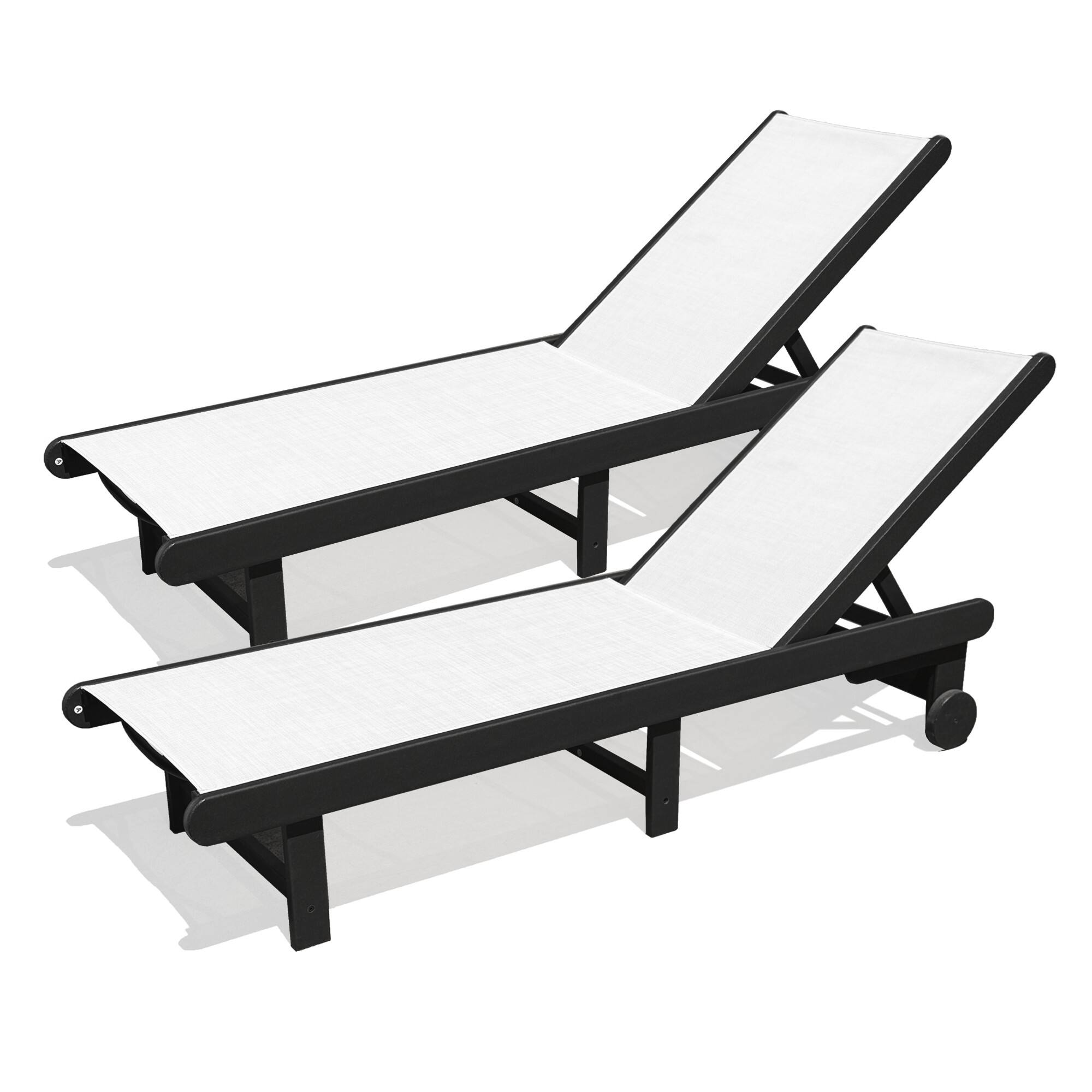 Angle. LuXeo - Venice HDPE Chaise Lounge (Set of 2) - Black.
