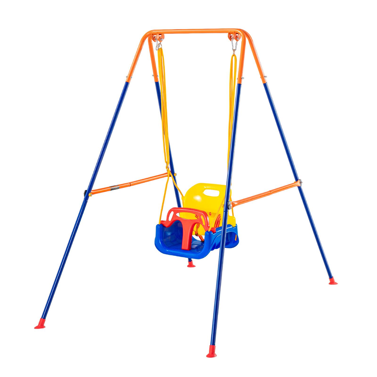 Alt View 5. VEVOR - Swing Sets for Backyard, 3-in-1 Toddler Swing Set with 4 Sandbags, Foldable Metal Stand, Easy to Assemble - Orange.