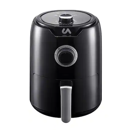 Front. Uber Appliance - Uber Appliance Mini Air Fryer - 2 Quart Capacity, PFOA/PTFE Free, Easy Clean Ceramic Design - Black.