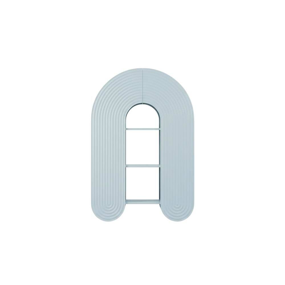 Back. FurniFact - Blue arched bookshelf with spacious shelves and nylon textile finish - Blue.