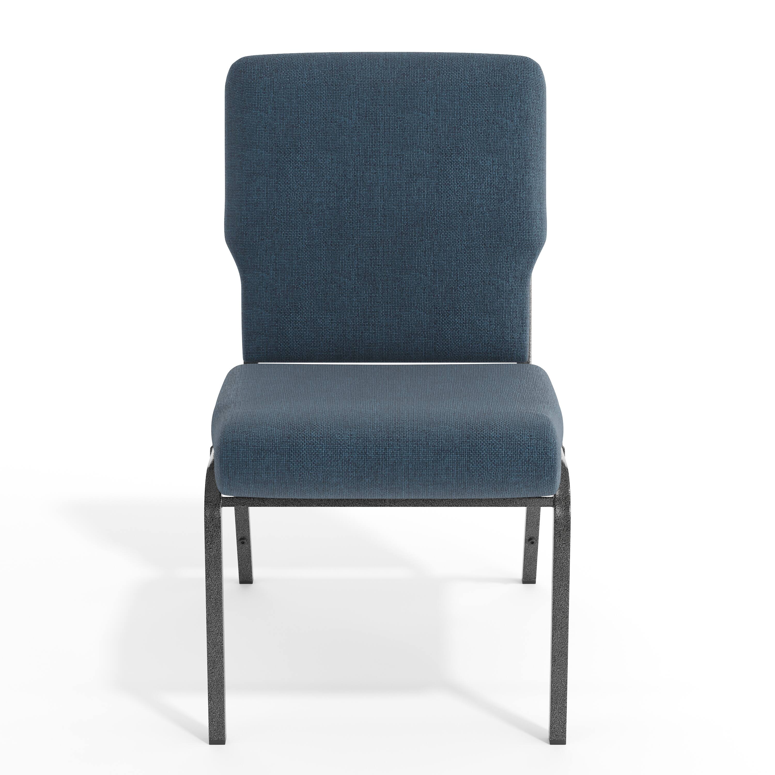Alt View 9. Emma + Oliver - 20.5 in. Molded Foam Church Chair - Navy Fabric/Silver Vein Frame.