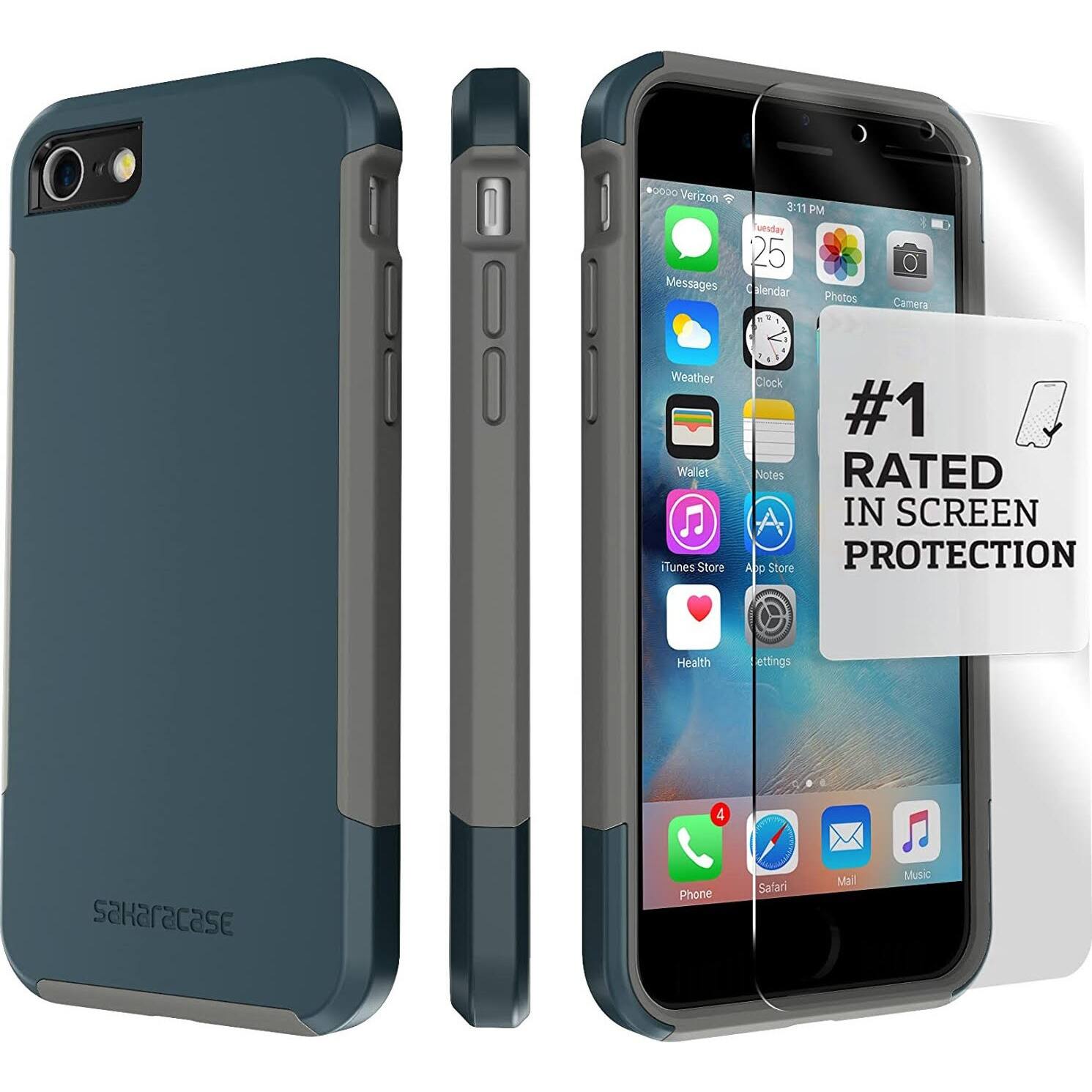 Alt View Zoom 12. SaharaCase - Inspire Series Case for Apple iPhone 7, 8, SE (3rd Generation 2022) - Blue/Gray.