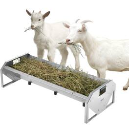 VEVOR - Livestock Feeding Trough, 22 Gallon Capacity, 45" Hay Feeder, Heavy Duty Steel Livestock Trough - Silver