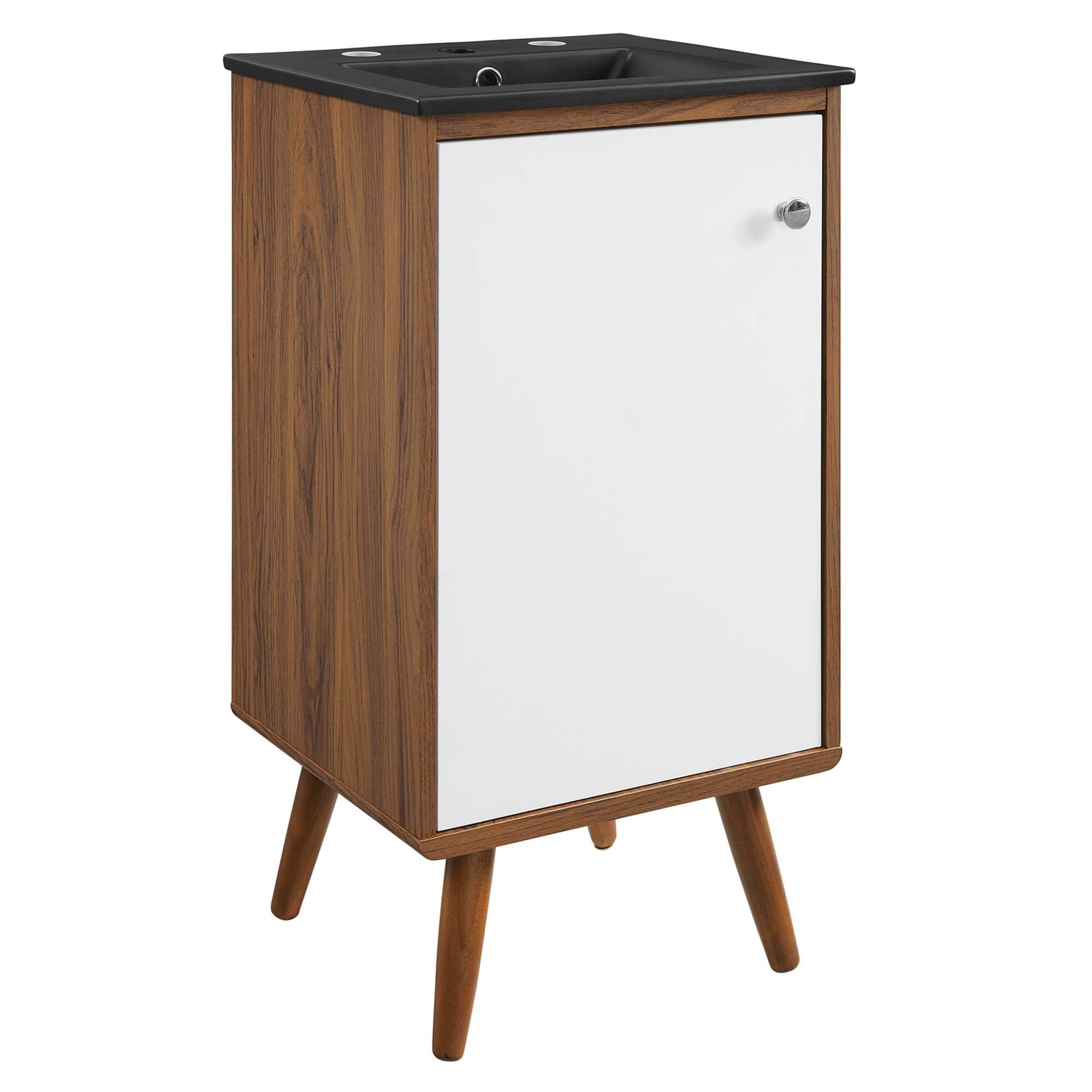 Angle. Modway - Transmit Bathroom Vanity Basin Included - Walnut Black.