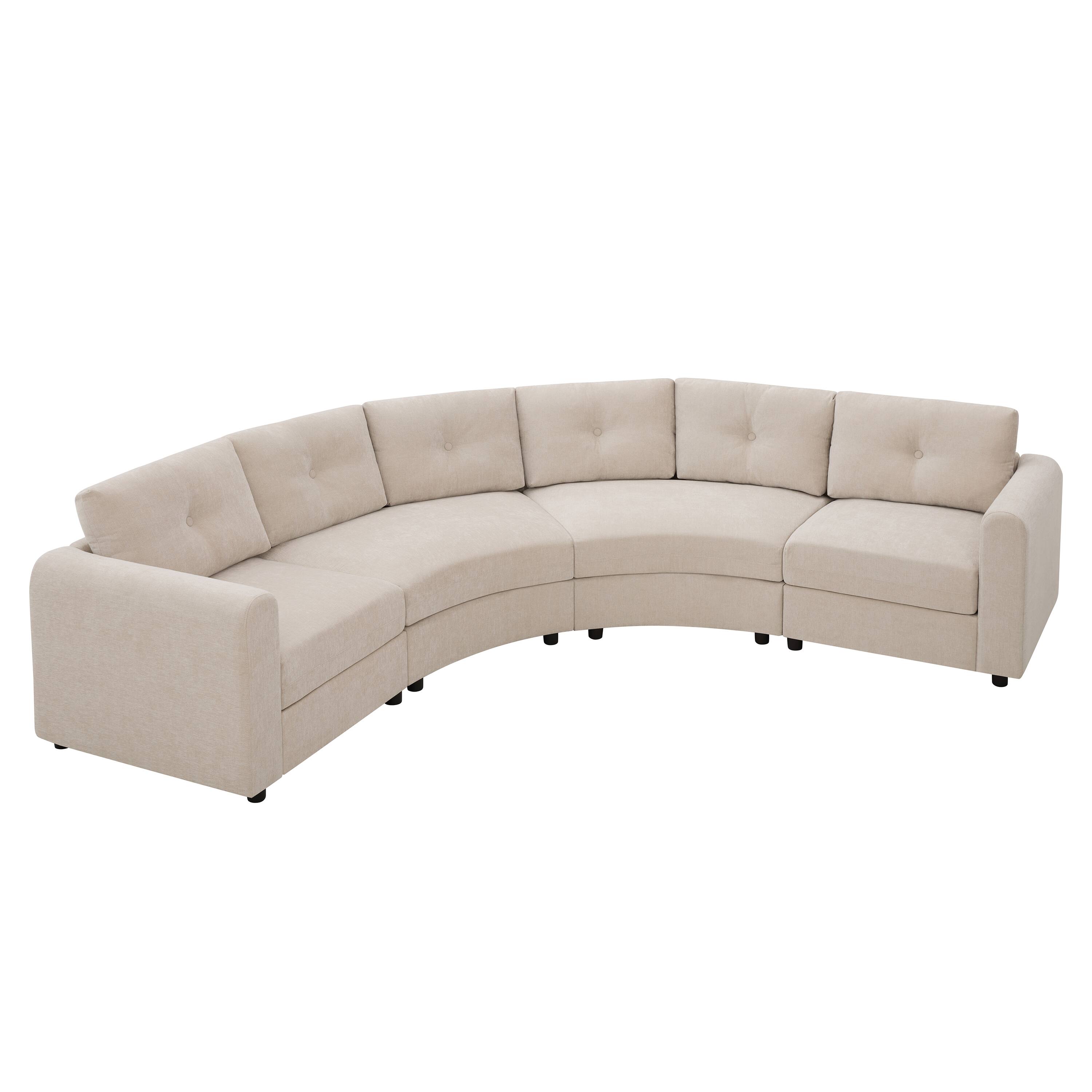 Left. Whisen - 4-Piece Upholstered Modular Sectional Sofa with Button Tufted Back for Living Room - Oatmeal.
