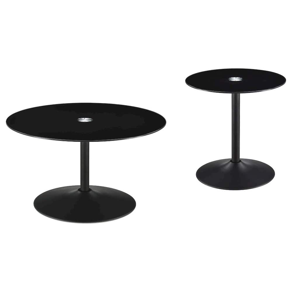 Coaster Co. of America - Ganso 2-piece Round Glass Top Coffee and End Table Set - Black