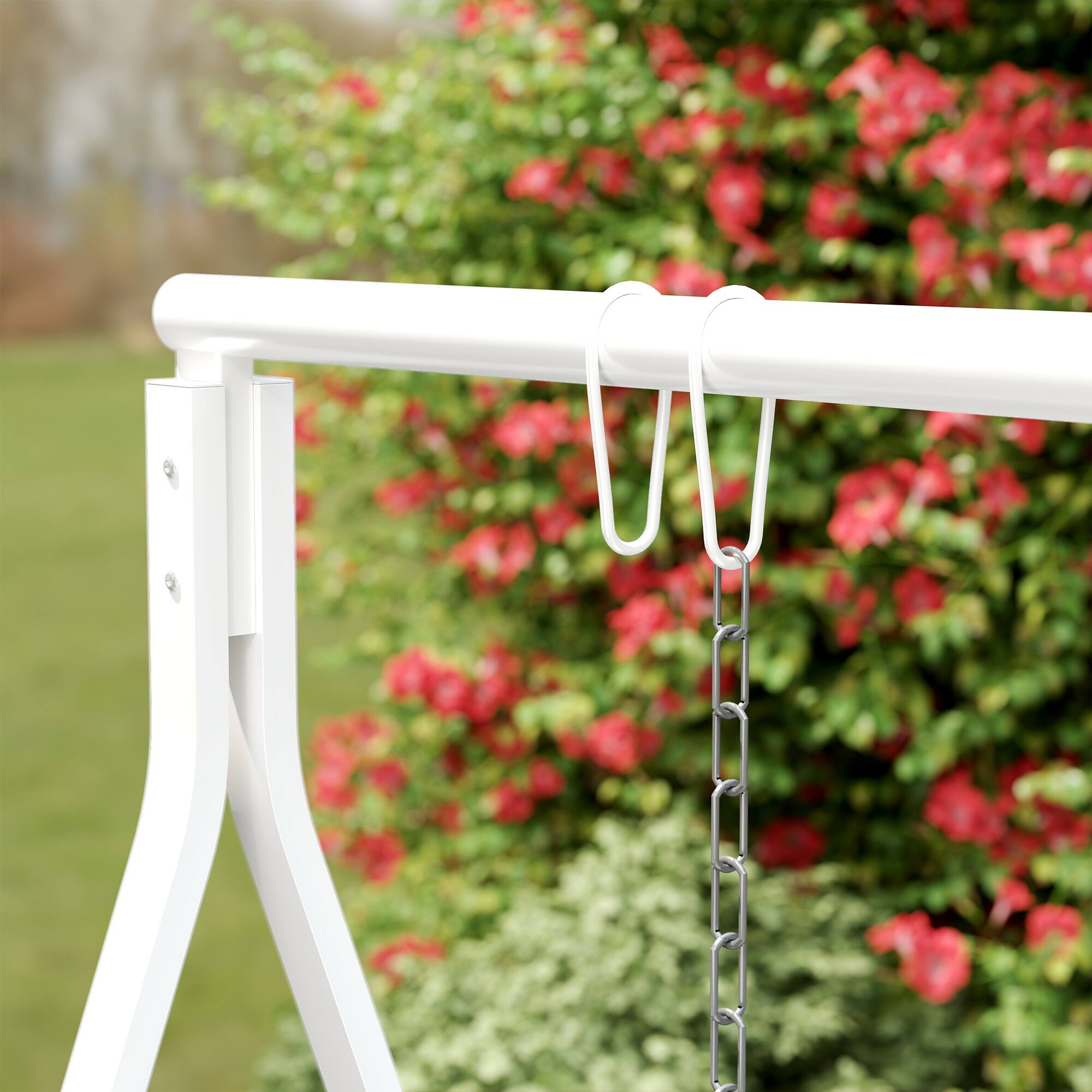 Alt View 5. Outsunny - Outsunny Metal Porch Swing Stand Heavy Duty Swing Frame - White.